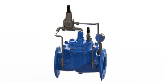 PN10 Valvola di mantenimento della pressione minima con collegamento a flange e costruzione in ferro duttile per uso industriale
