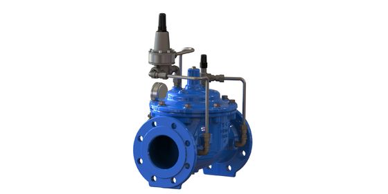 PN10 Valvola di mantenimento della pressione minima con collegamento a flange e costruzione in ferro duttile per uso industriale