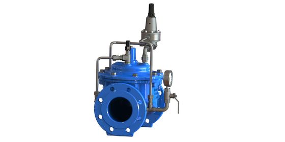 Valvola di mantenimento della pressione della flangia di collegamento in ferro duttile con pressione nominale PN10 e temperatura di funzionamento 0-80 °C