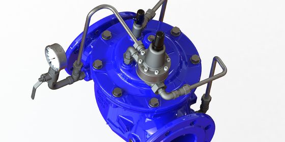 Valvola di mantenimento della pressione con diaframma di nylon rinforzato e collegamento a flange per una temperatura di funzionamento da 0 a 80 °C