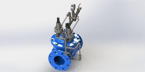 Valvola anti-surge con finitura RAL5005 resistente e diaframma rinforzato in nylon conforme alla norma EN1074-5